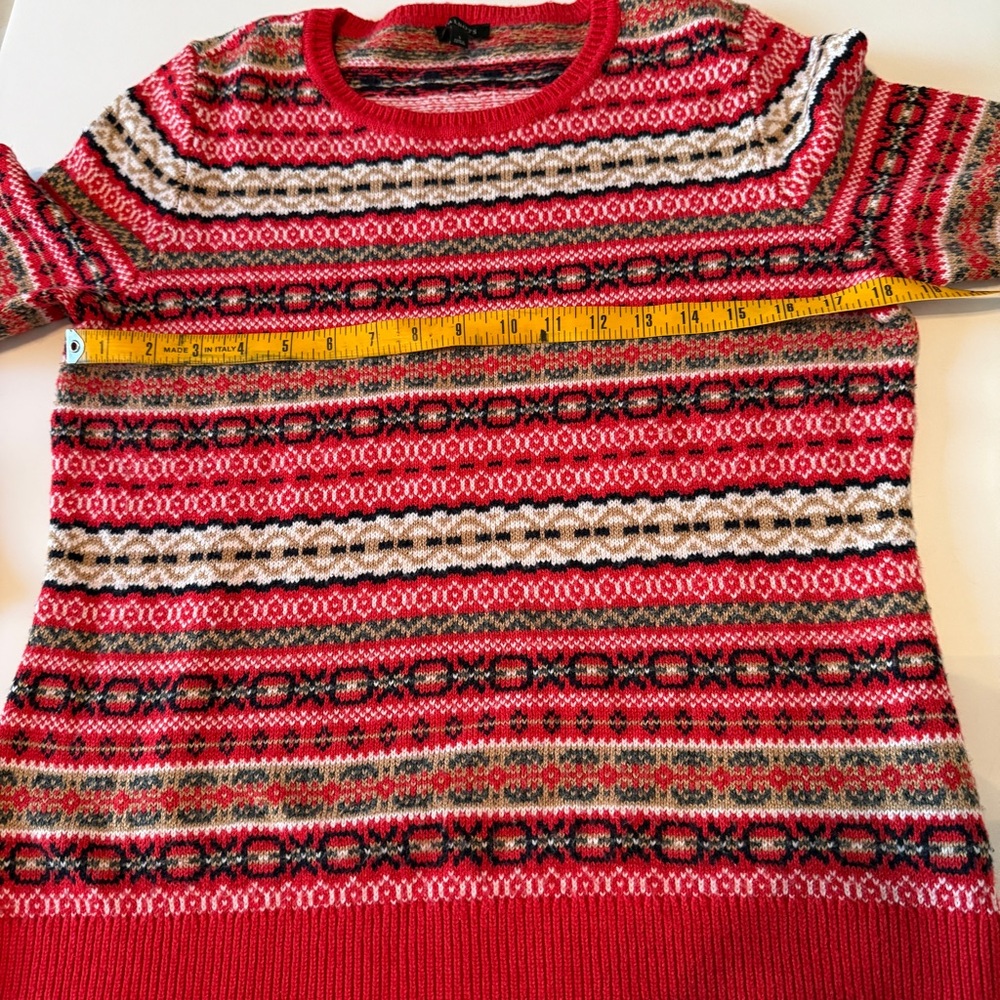 Talbots Sweater Womens S Black Red Ski Fair Isle Wool Blend Nordic Jacquard Red - Picture 5 of 6